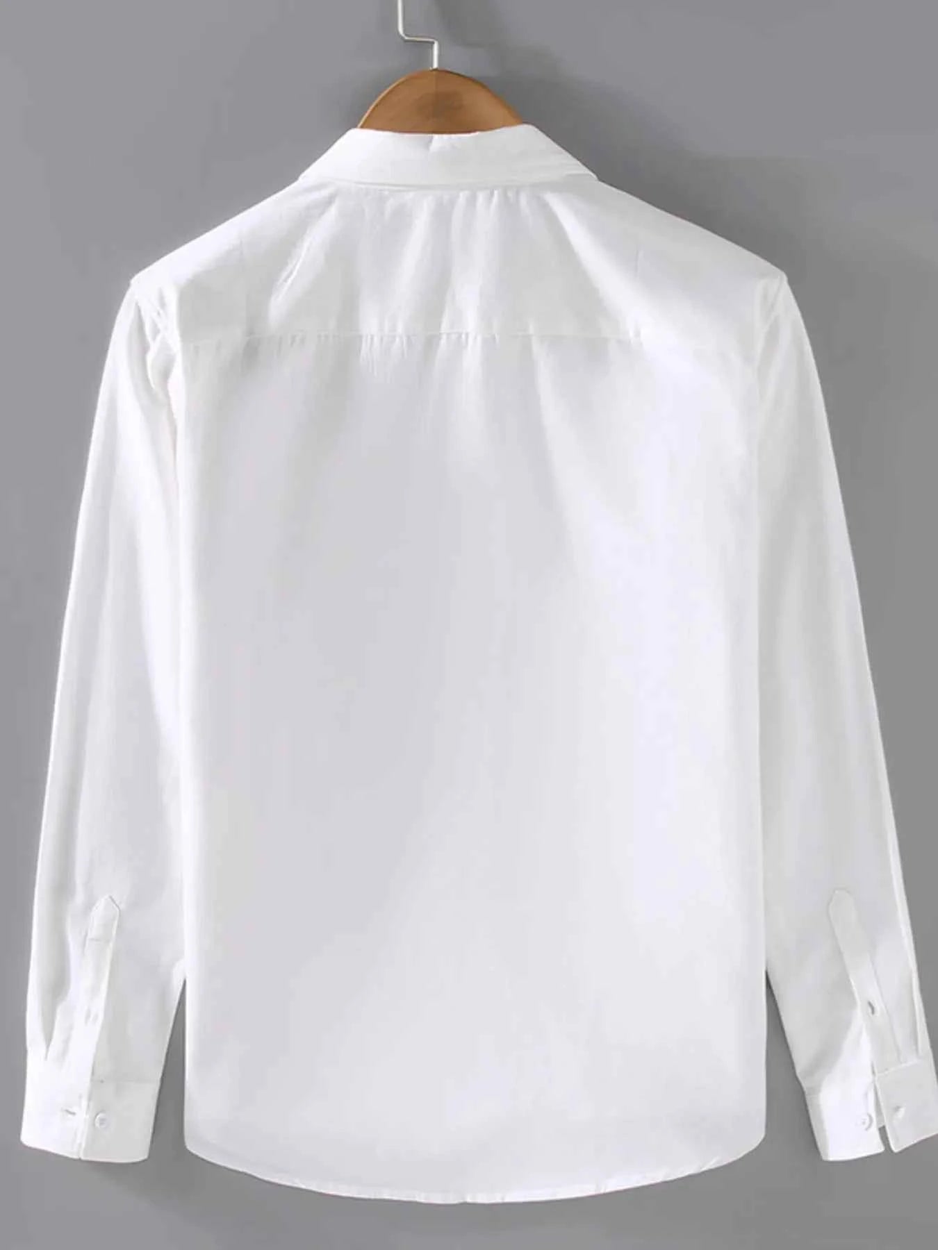 Men's Plus Size Button-Down Shirt with Striped Pocket Detail