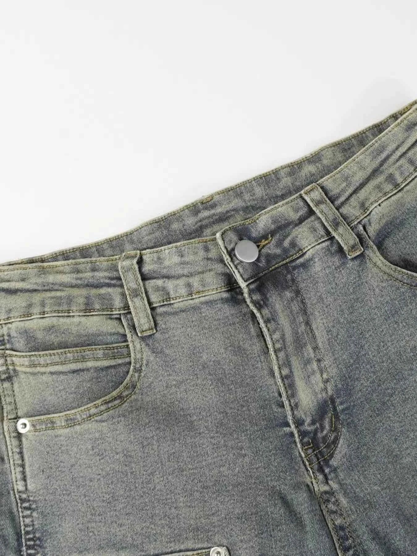 Men's High Waist Straight Leg Cargo Jeans