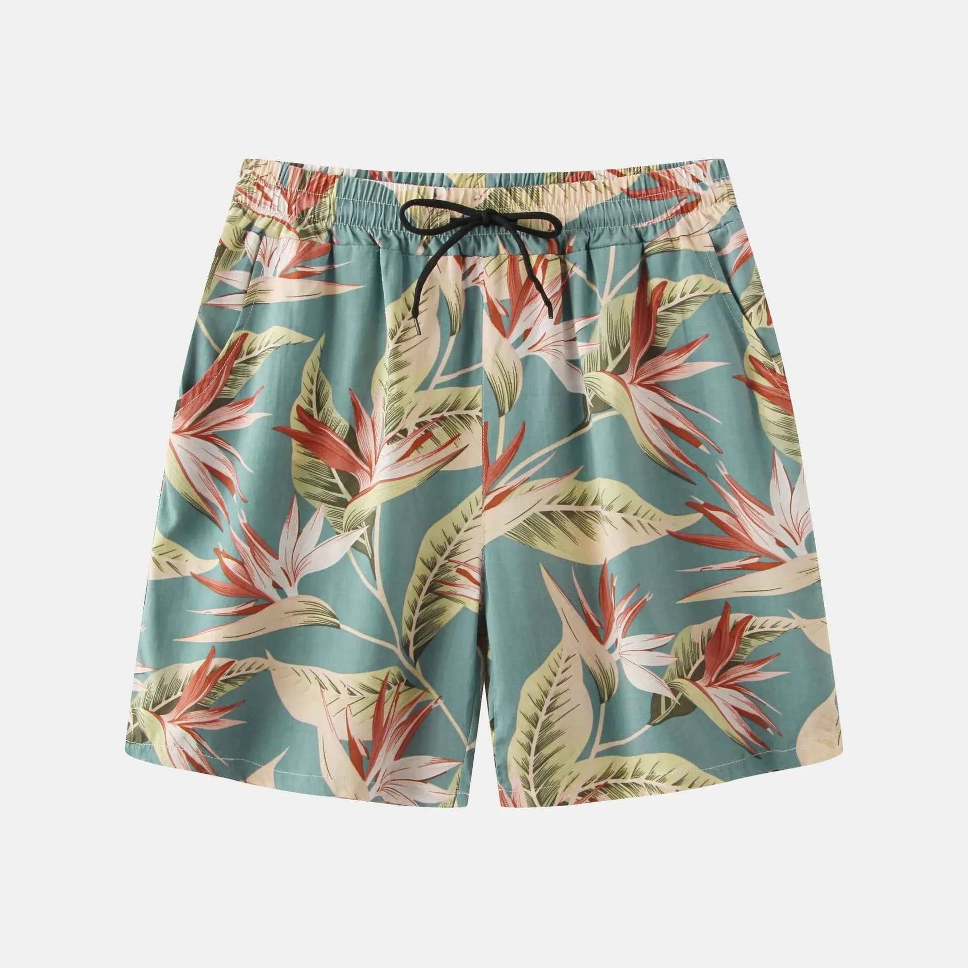 Men's Plus Size Floral Print Elastic Waist Casual Shorts