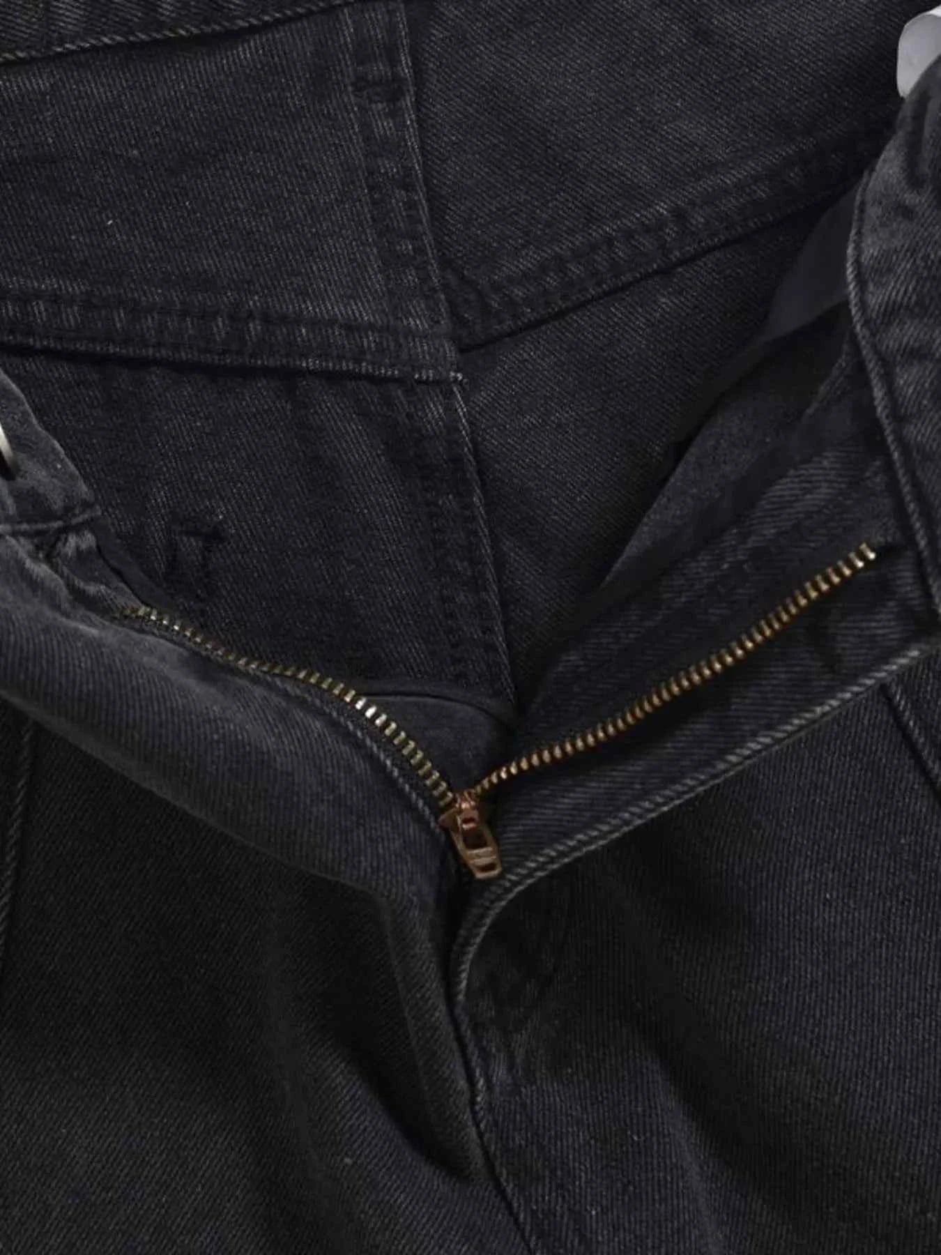 Men's Cargo Wide Leg Jeans with Multiple Pockets