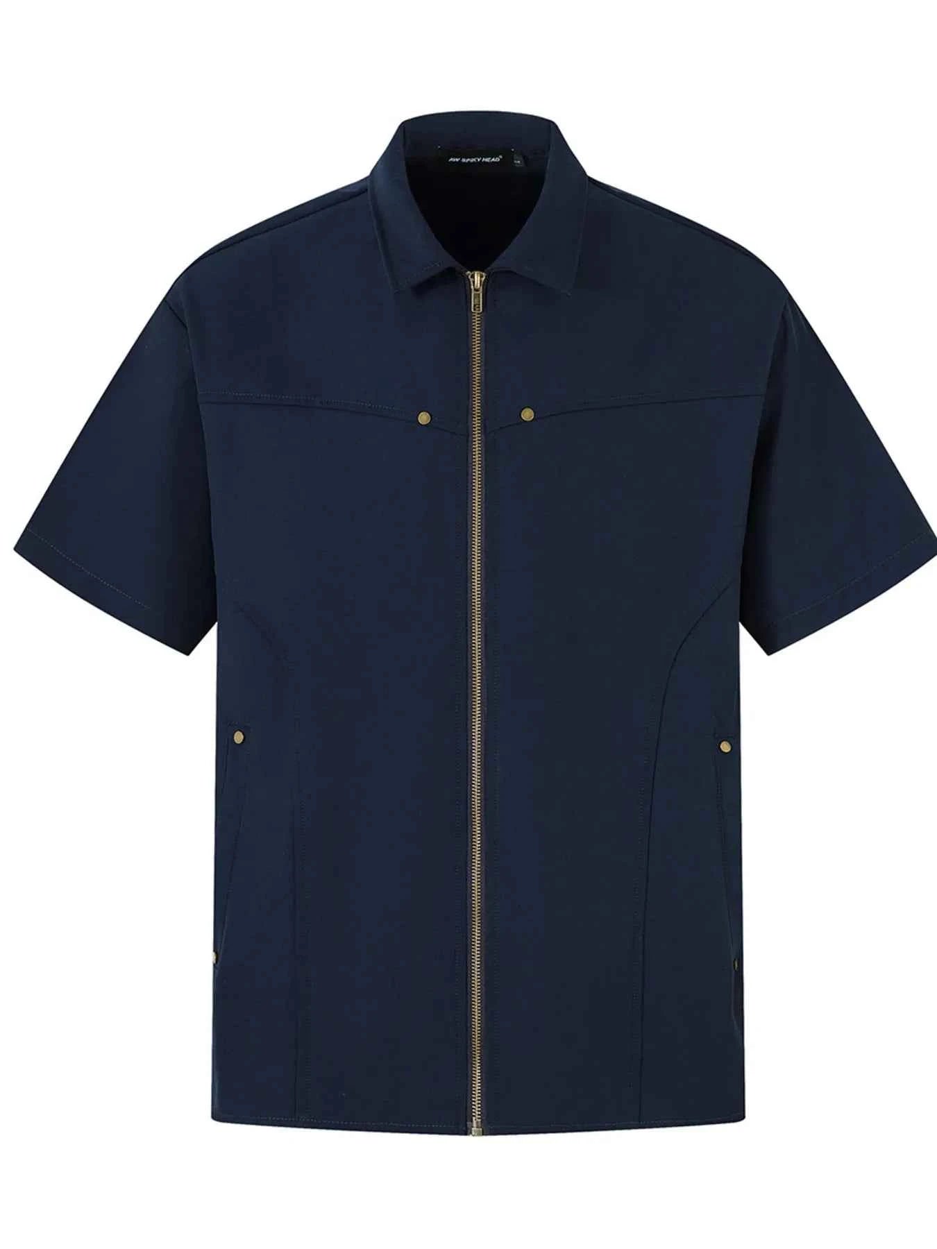 Men's Zip Up Short Sleeve Shirt