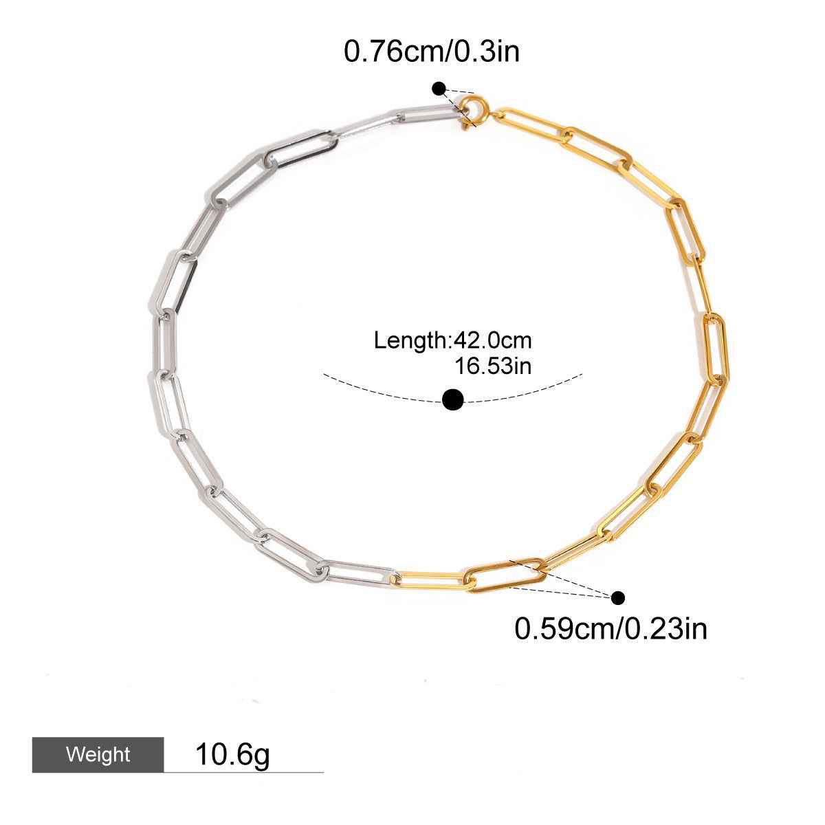 18K Gold Circular Chain With Gold And Silver Color Contrasting Design - Damned Threads