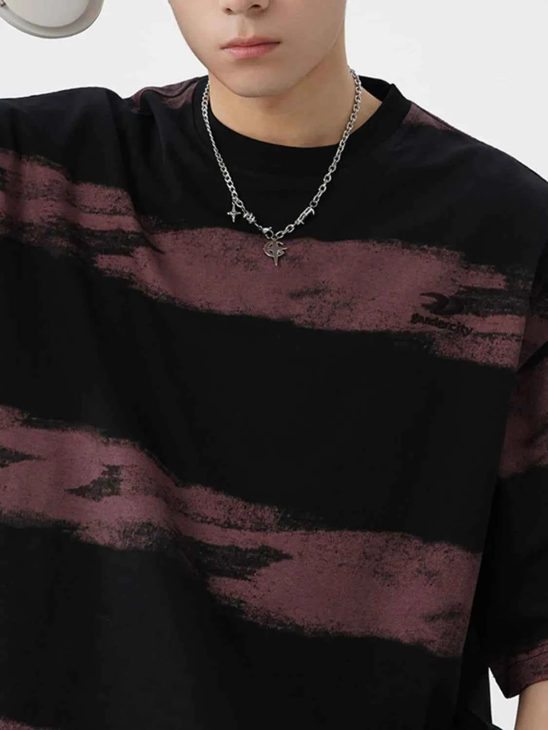 Men's Plus Size Basic style Round Neck Striped T-Shirt