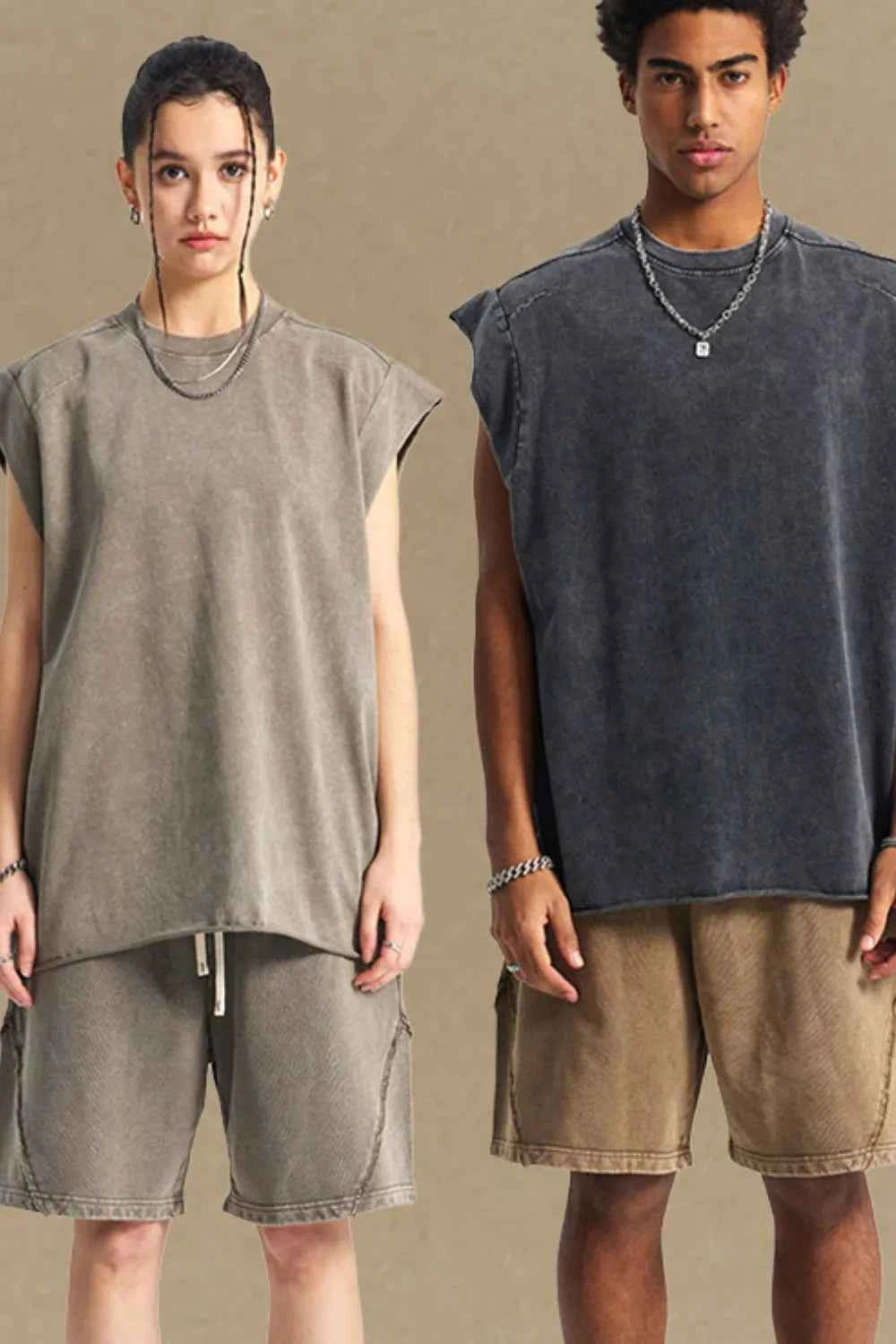 Washed  Wide Shoulder Tank - Damned Threads