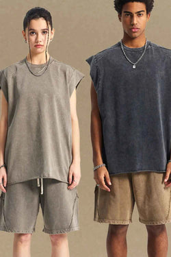 Washed  Wide Shoulder Tank - Damned Threads