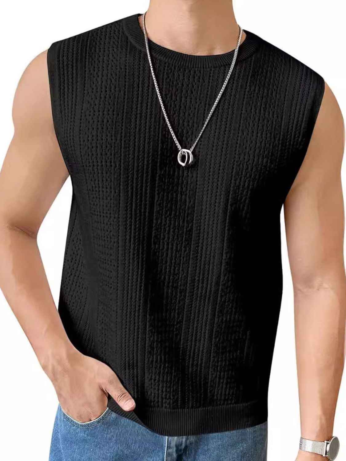 Men's Full Size Eyelet Round Neck Tank Plus Size - Damned Threads