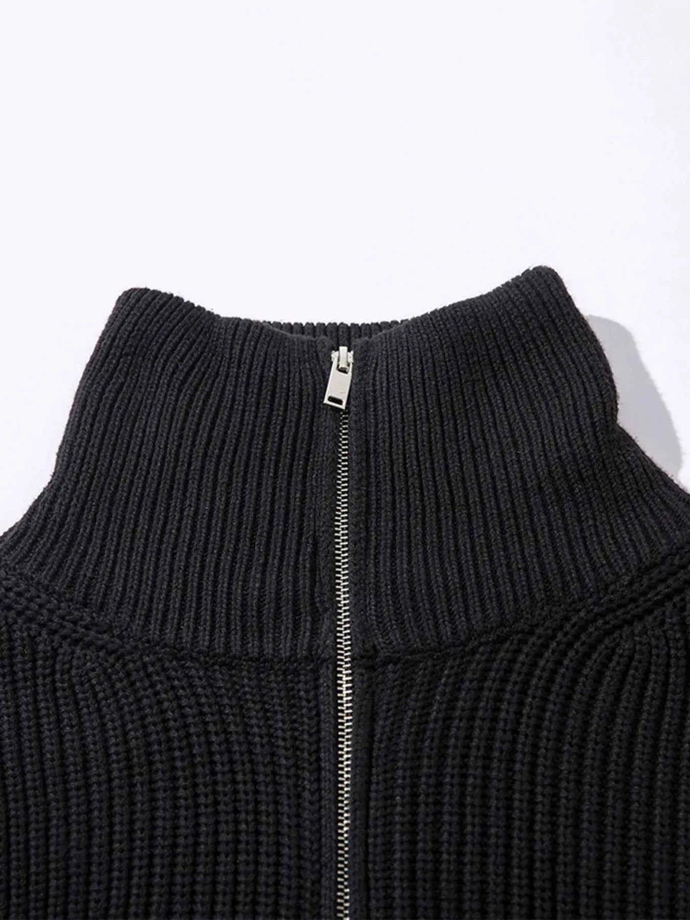Men's Raw Hem Zip Up Cardigan