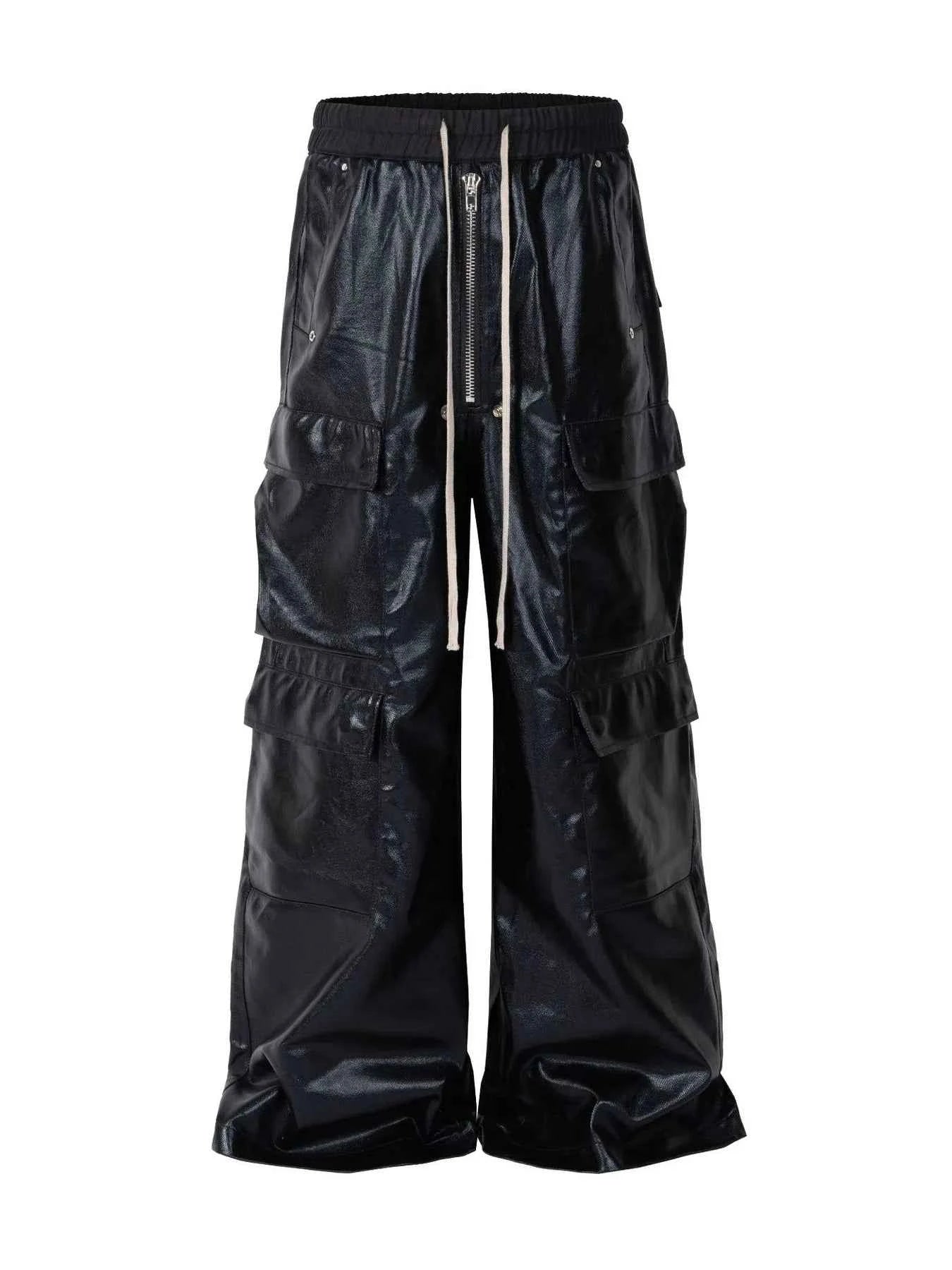 Men's Wide Leg Cargo Pants with Drawstring Waist