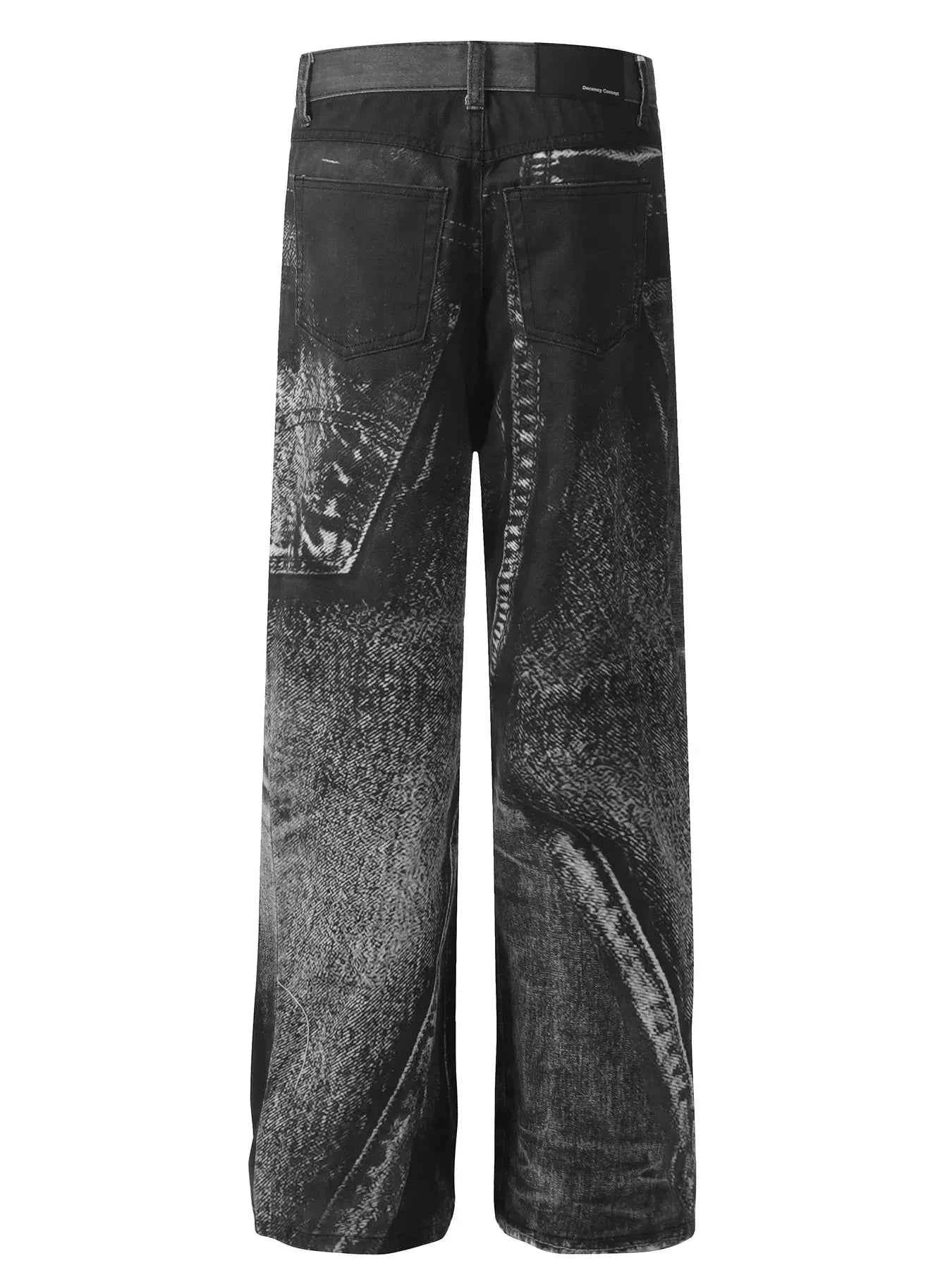 Men's Washed Wide Leg Jeans with Artistic Fade Details