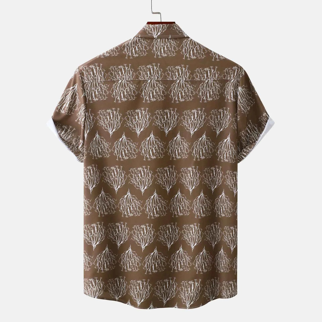Men's Plus Size Printed Short Sleeve Button Down Shirt