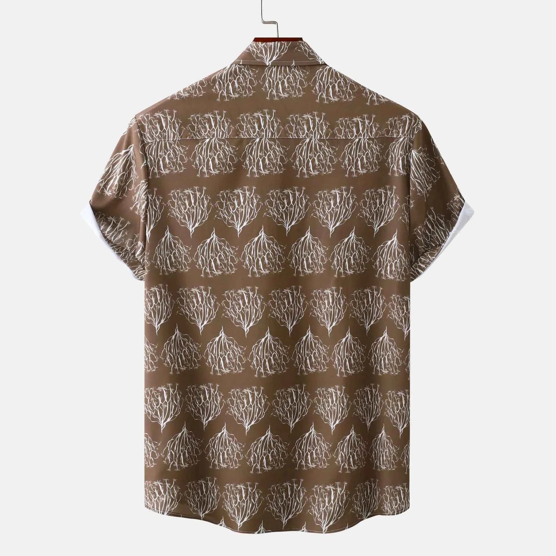 Men's Plus Size Printed Short Sleeve Button Down Shirt