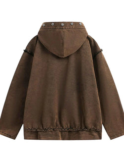 Men's Washed Frayed Hem Hoodie