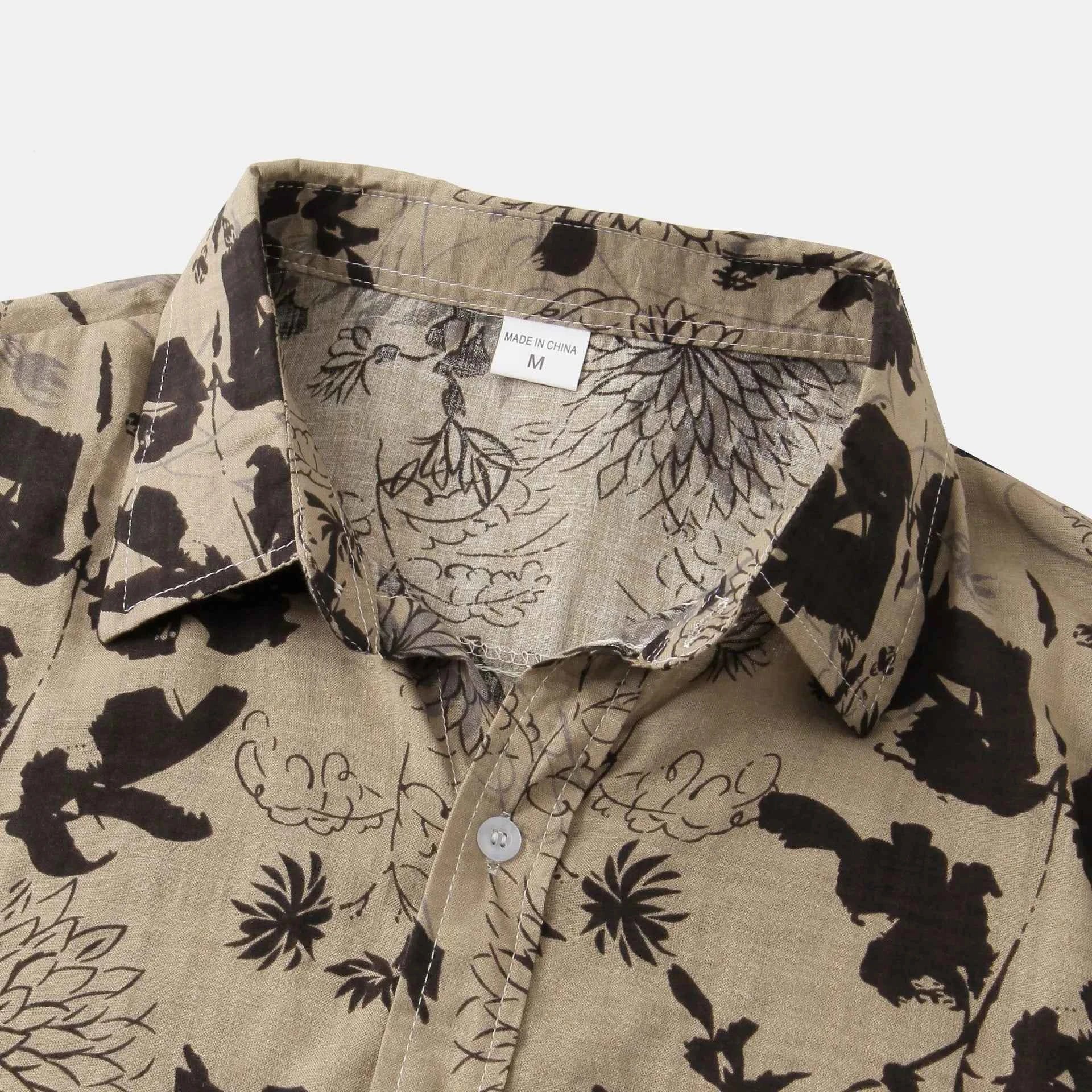 Men's Plus Size Floral Print Short Sleeve Button Down Shirt