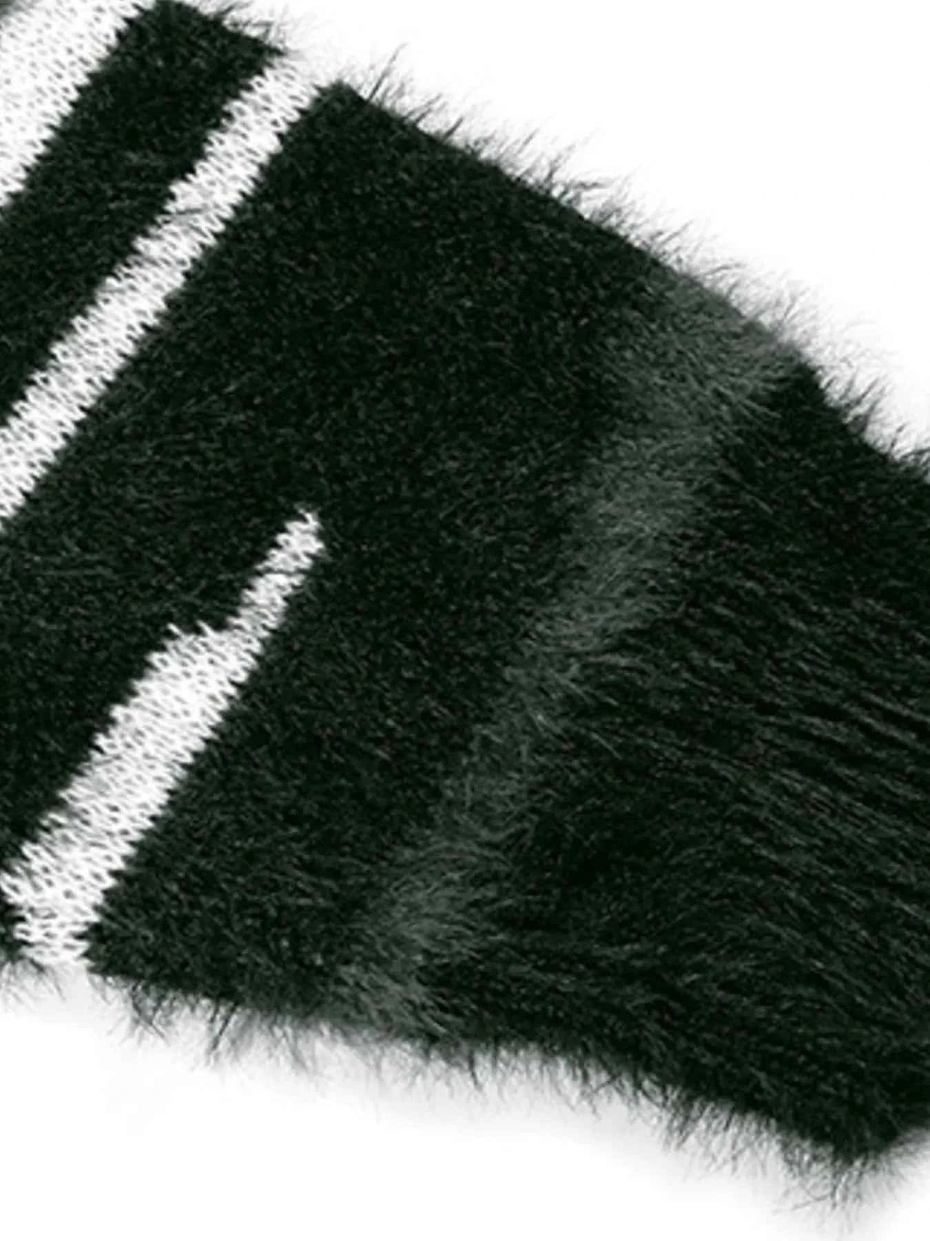 Men's Striped Fuzzy Zip-Up Cardigan