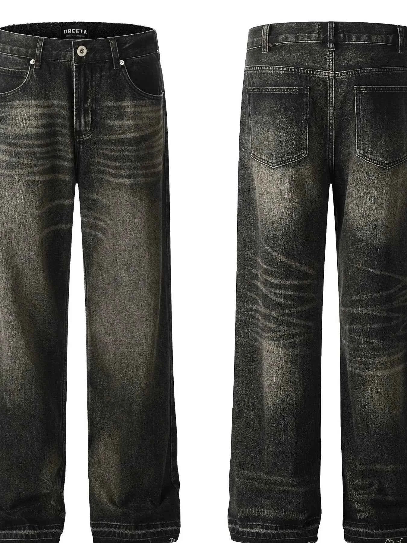 Men's Vintage Washed Frayed Hem Jeans