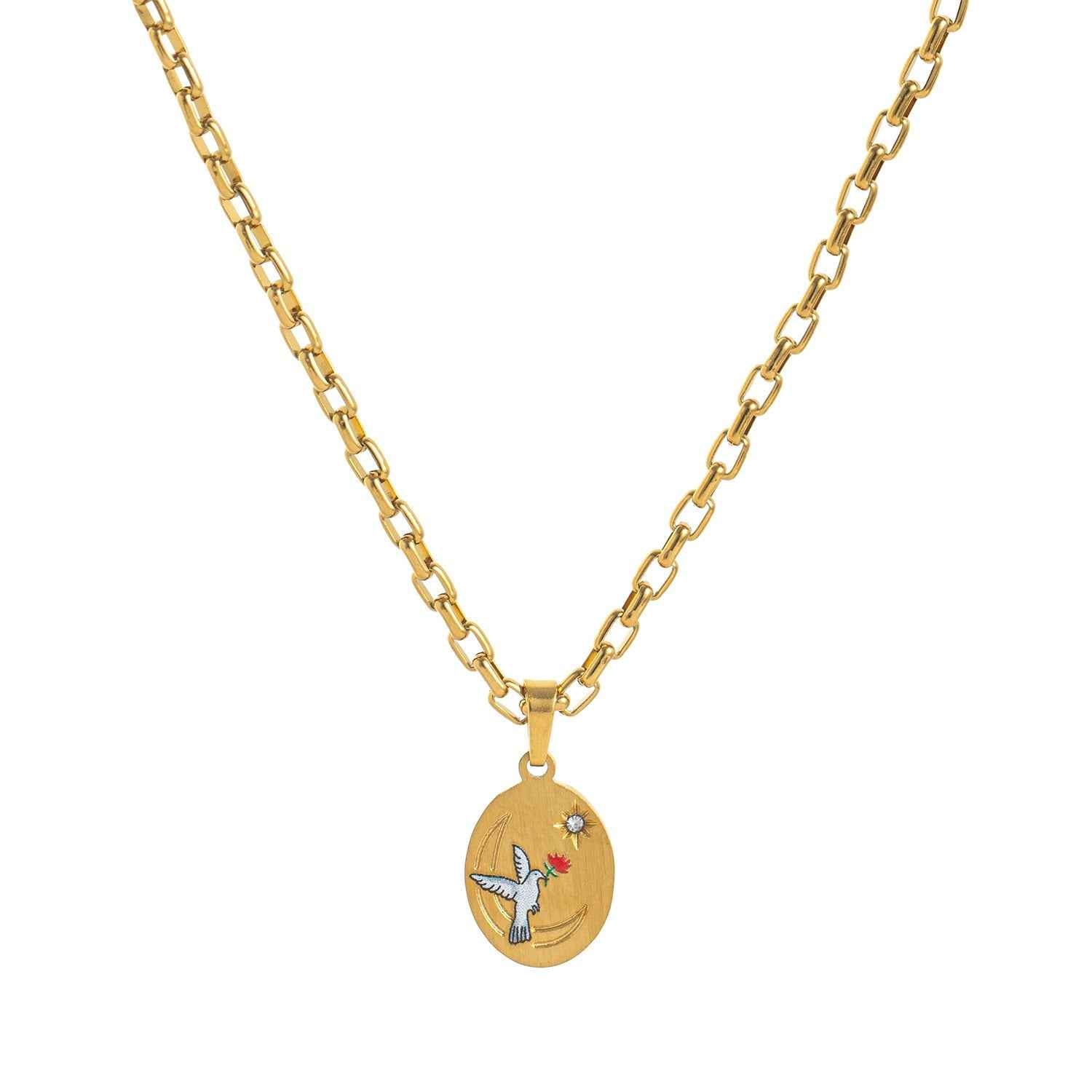 18K Gold Inlaid Zirconia Necklace With Personality Trait Design - Damned Threads