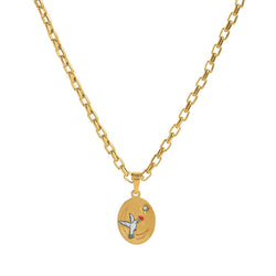 18K Gold Inlaid Zirconia Necklace With Personality Trait Design - Damned Threads