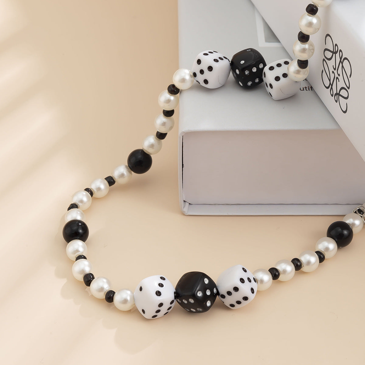 Classic Dice Mosaic Pearl Necklace - Damned Threads