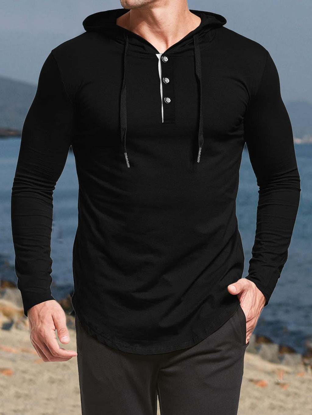Men's Drawstring Polo Hoodie - Damned Threads