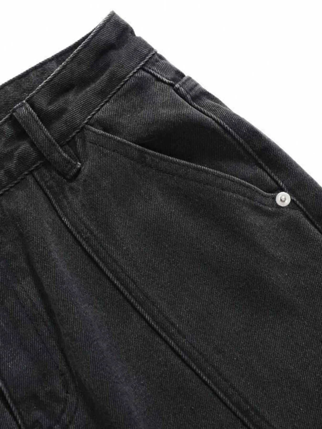 Men's Cargo Wide Leg Jeans with Multiple Pockets