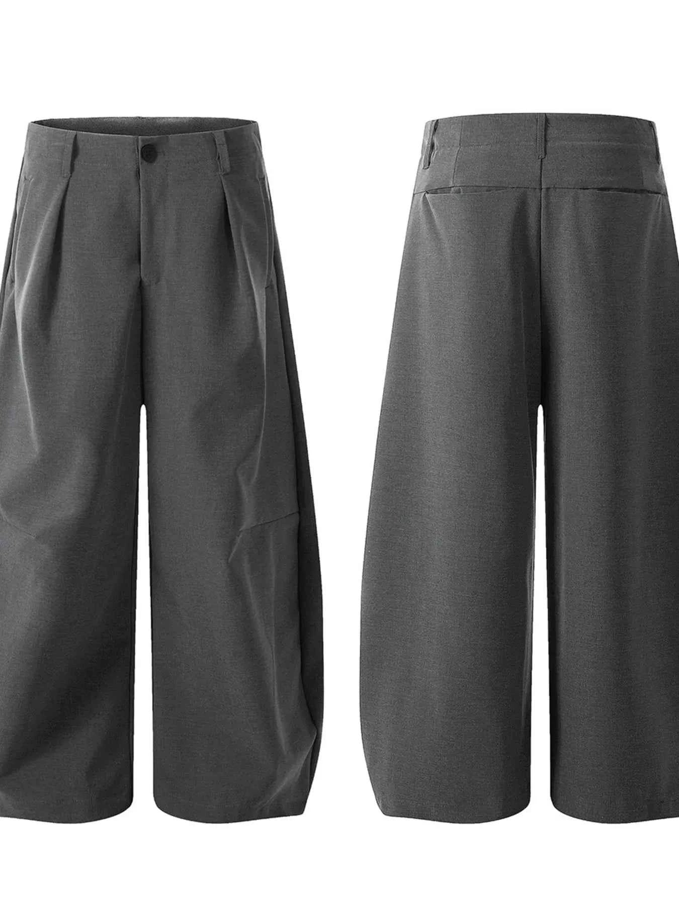 Men's High Waist Pleated Curved Pants