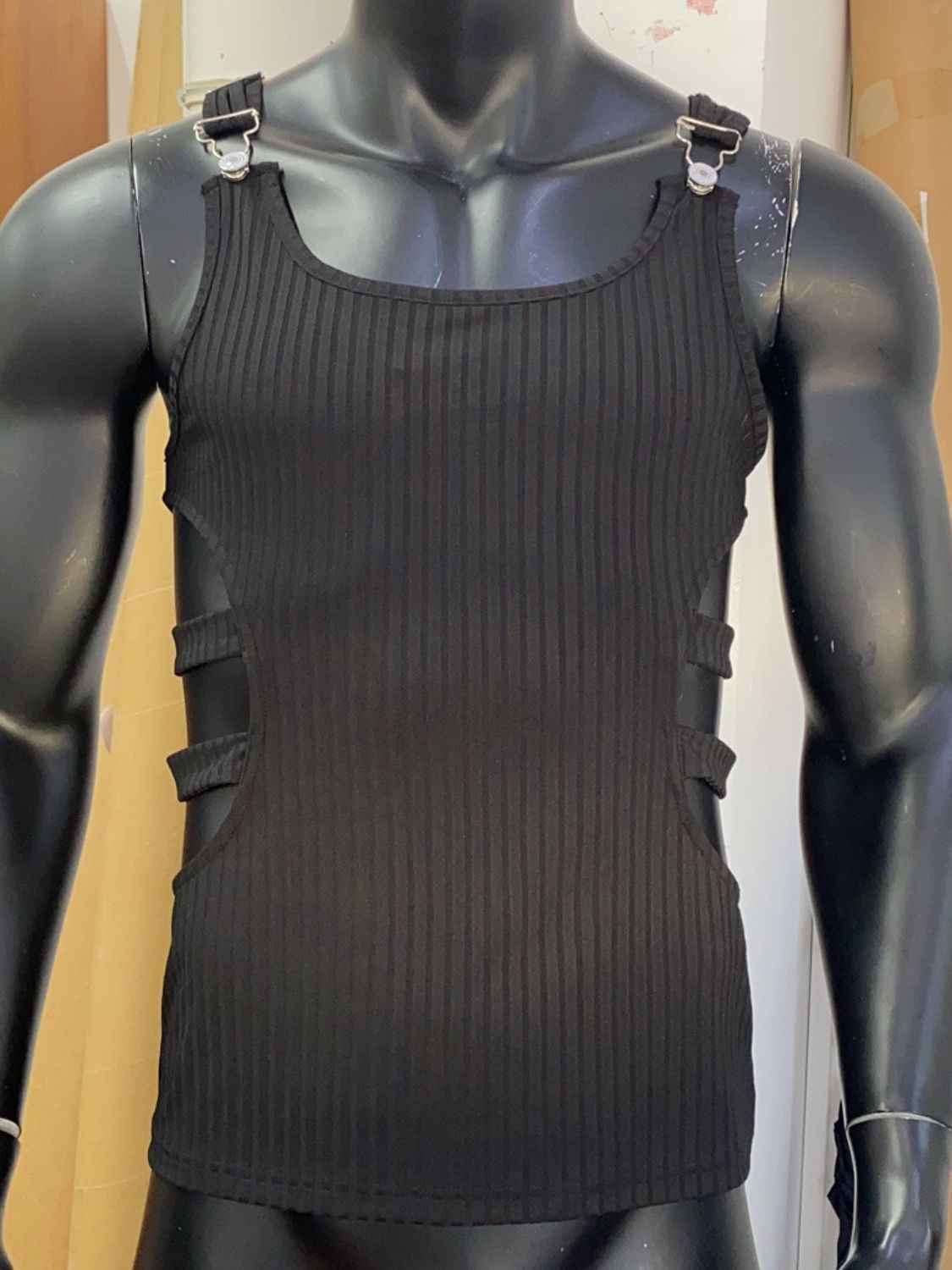 Men's Full Size Side Cutout Round Neck Tank Plus Size - Damned Threads