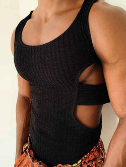 Men's Side Cutout Round Neck Tank - Damned Threads
