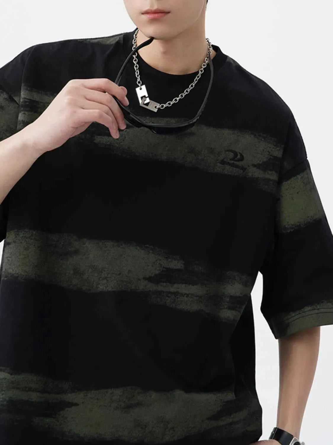 Men's Plus Size Basic style Round Neck Striped T-Shirt