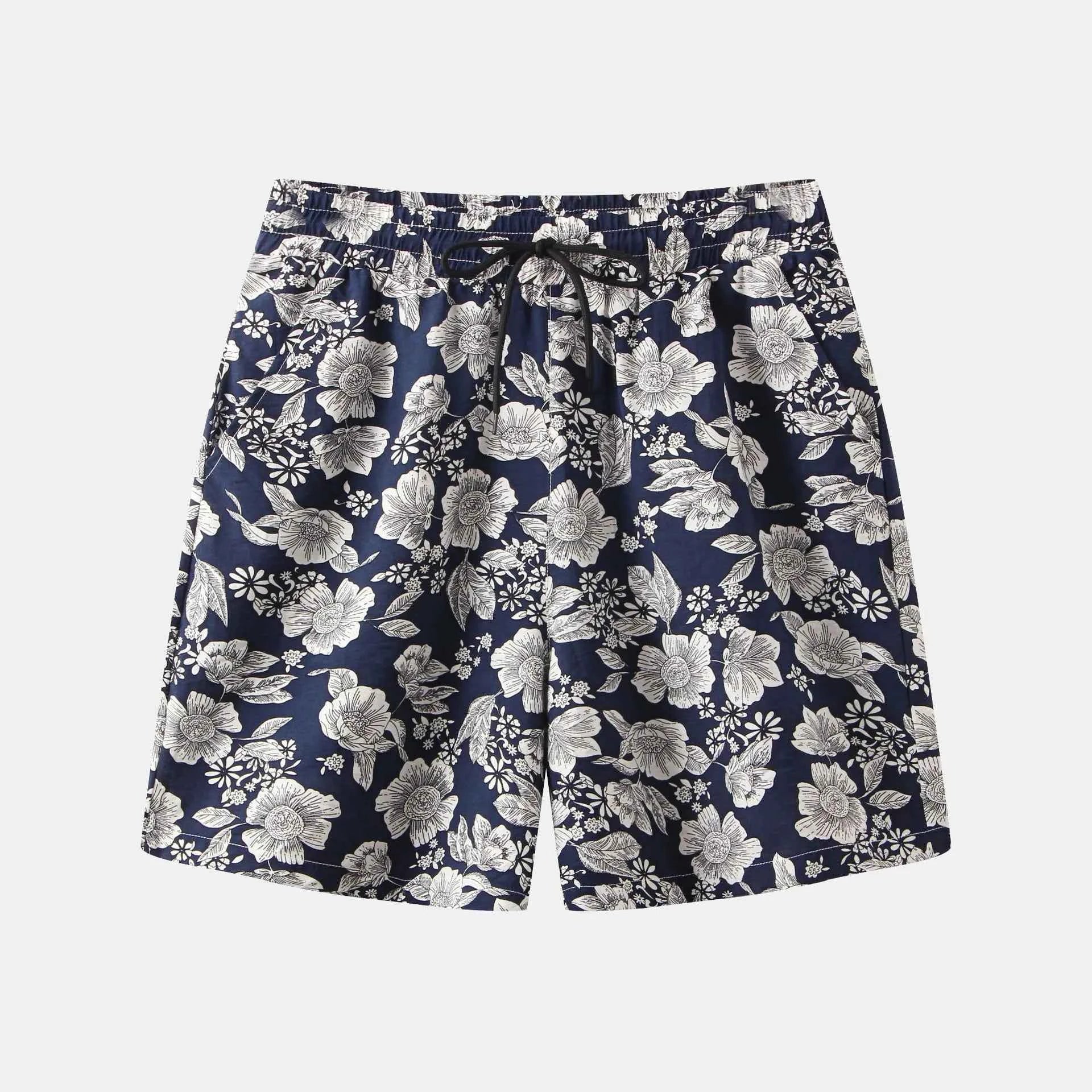 Men's Plus Size Floral Print Elastic Waist Casual Shorts