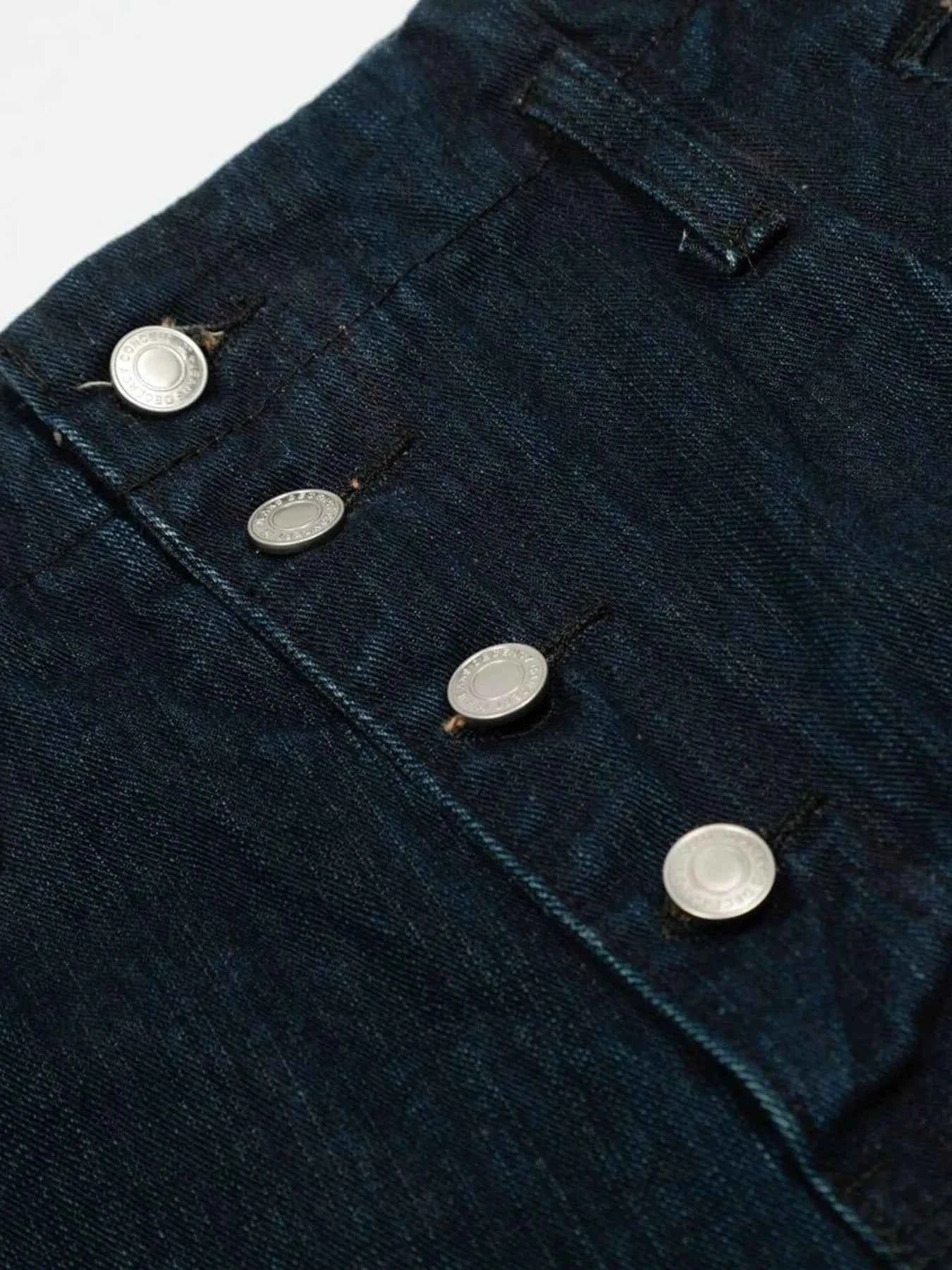 Men's Washed Button Fly Curved Jeans