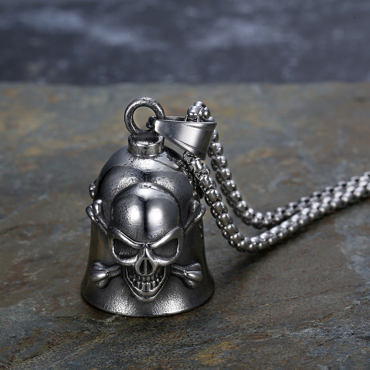 Bell + Skull Pendant Necklace - Damned Threads