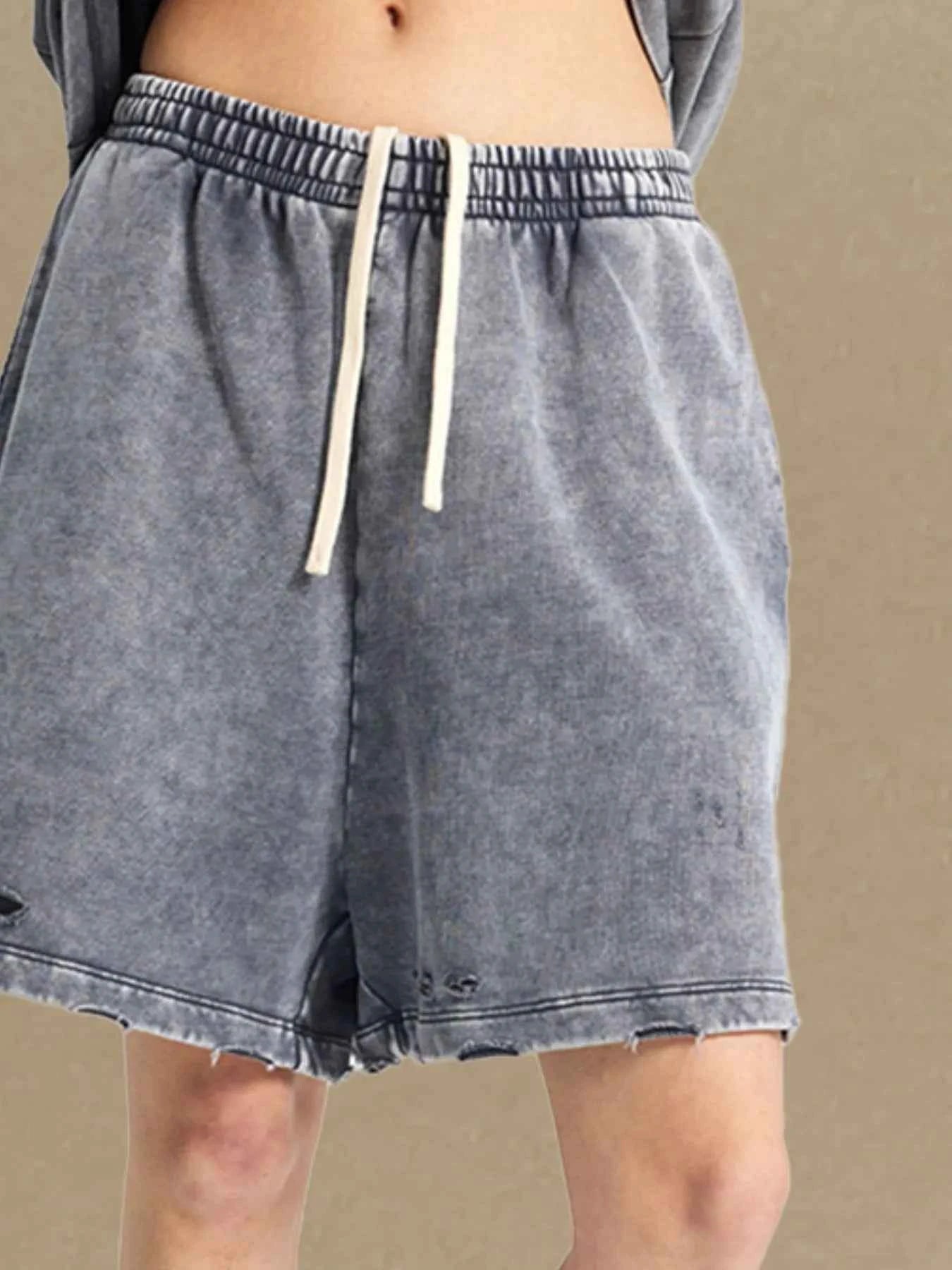 Men's Distressed Drawstring Shorts