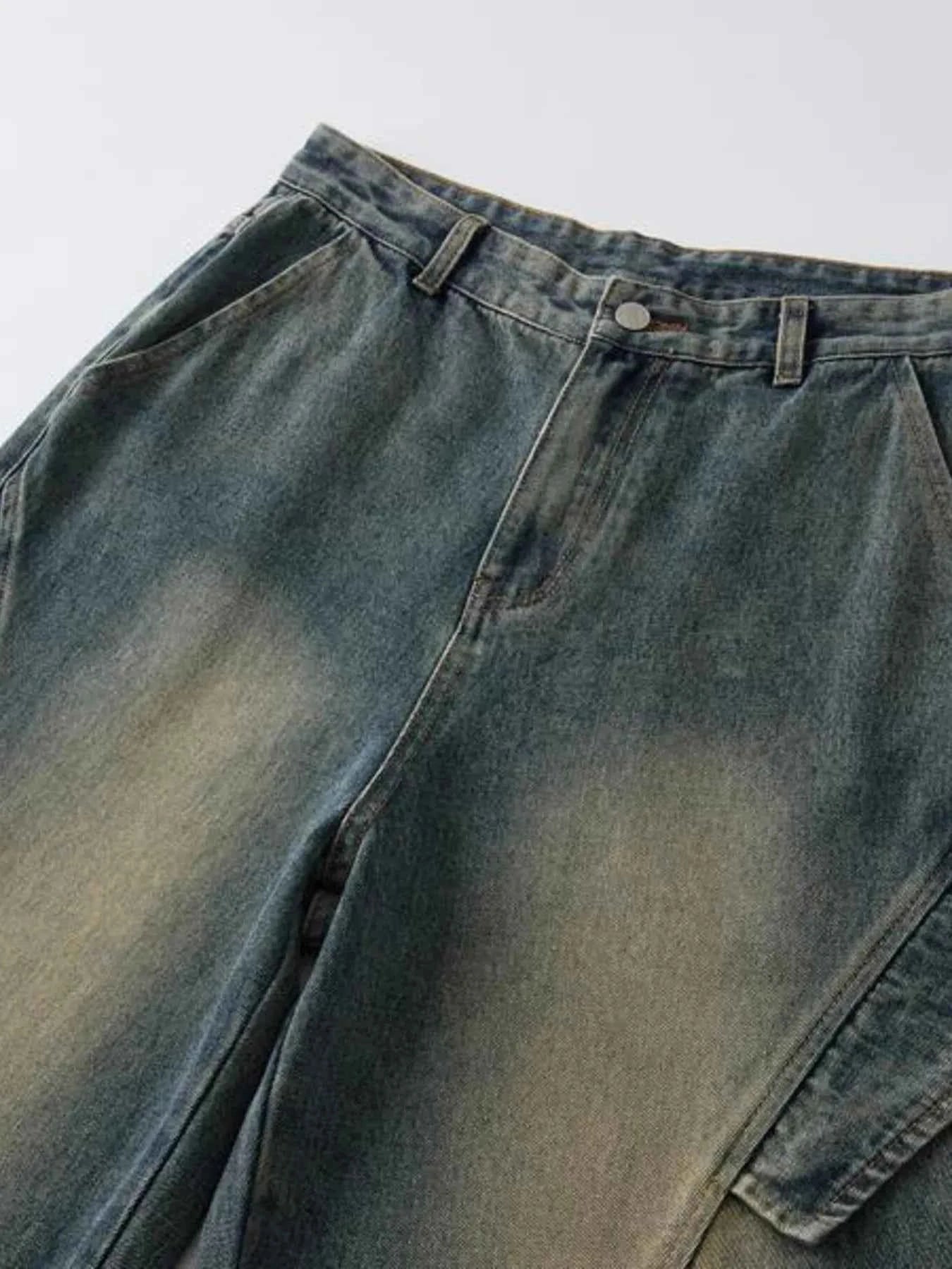 Men's Full Size Washed Cargo Wide Leg Jeans Plus Size