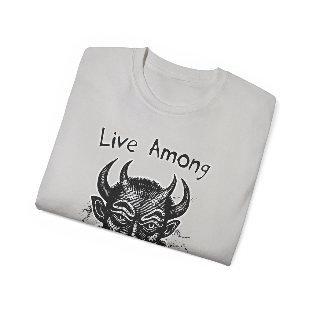 Live Among Demons - Unisex Cotton Tee (Front) - Damned Threads