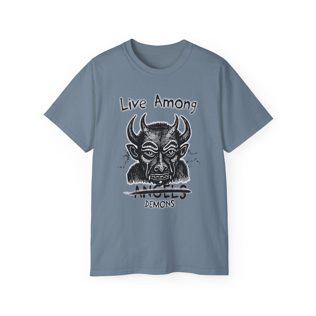 Live Among Demons - Unisex Cotton Tee (Front) - Damned Threads