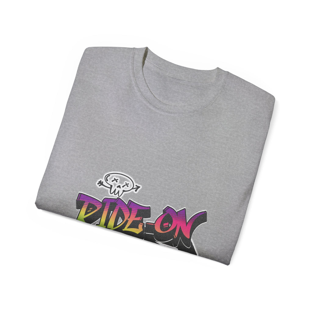 Ride-On - Unisex Cotton Tee (Front) - Damned Threads