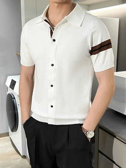 Men's Full Size Button Up Striped Sleeve Shirt Plus Size