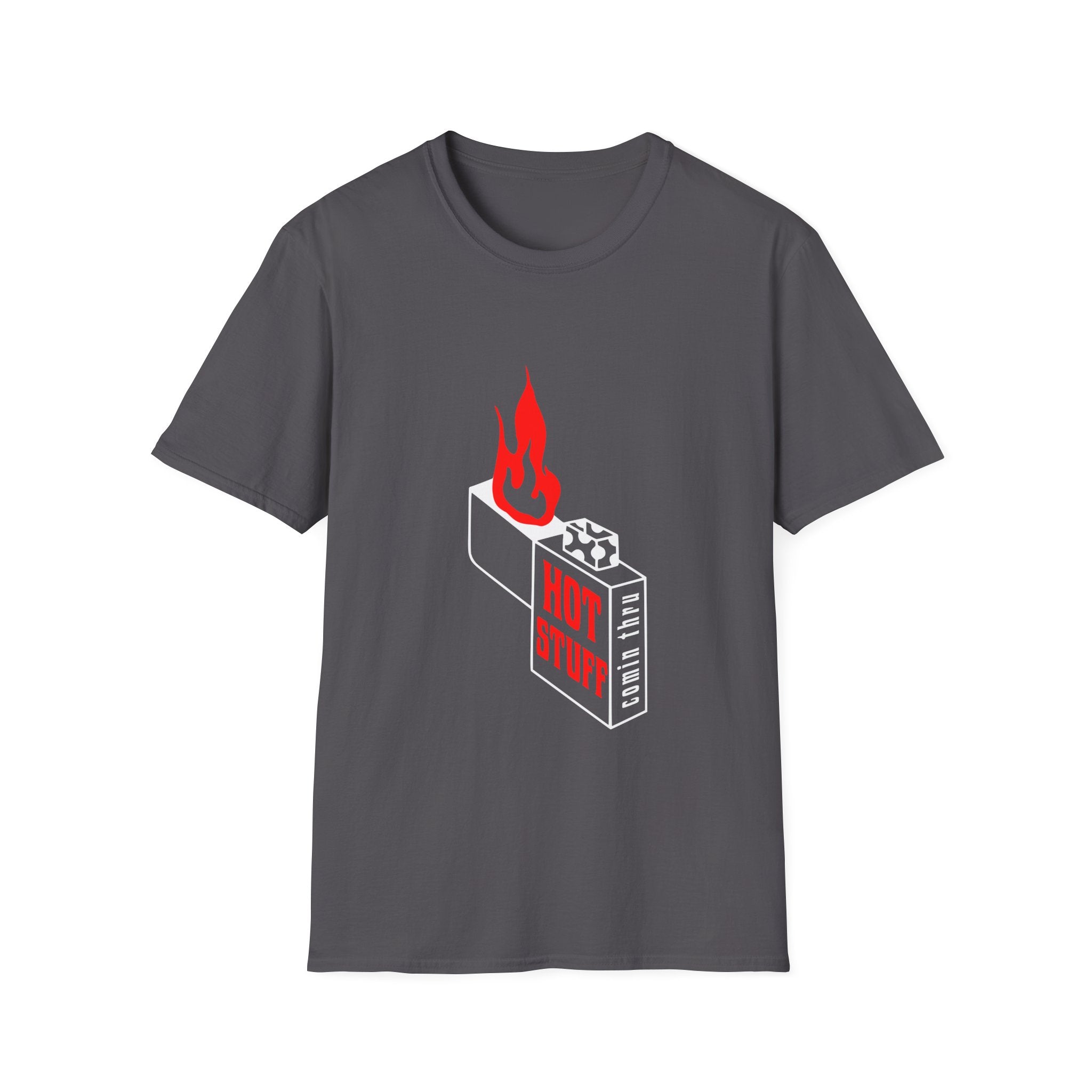 Hot Stuff Comin Thru - Unisex Softstyle T-Shirt (Front) - Damned Threads