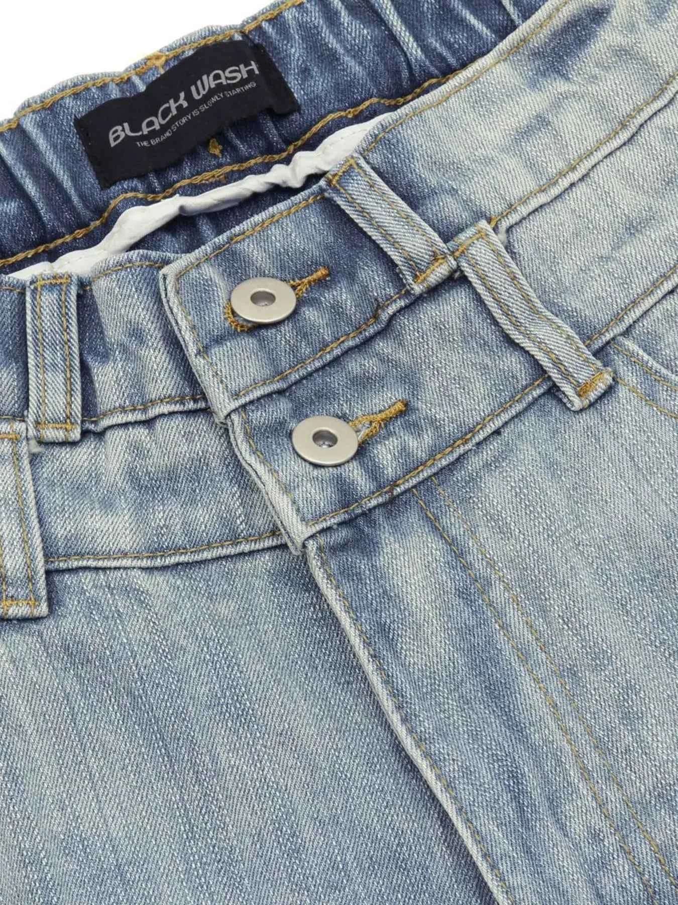 Men's Washed Wide Leg Cropped Jeans