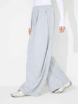 Elastic Waist Wide Leg Pants with Pockets - Damned Threads