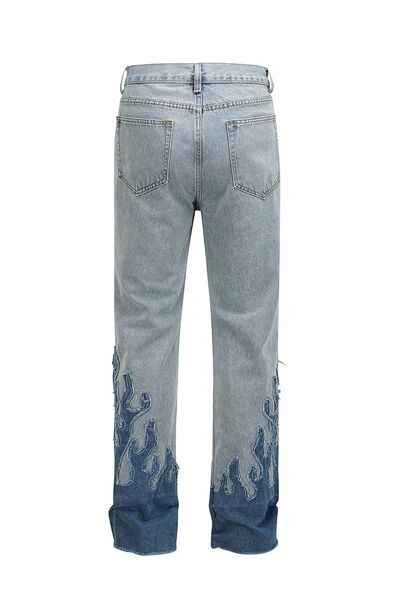 Men's Flame Pattern Patch Cargo Jeans ’ - Damned Threads