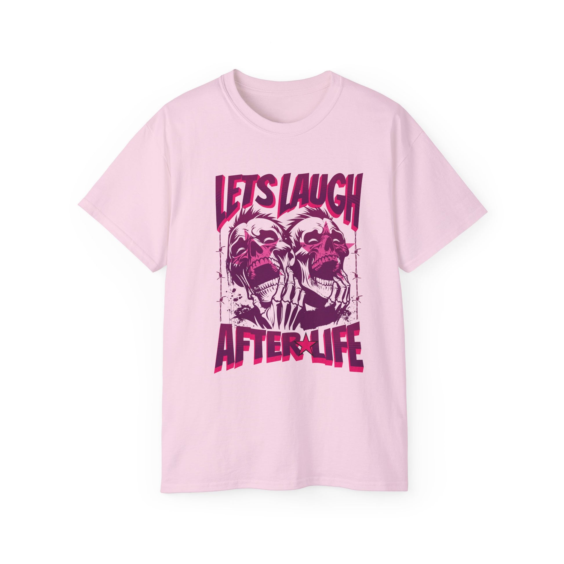 Let's Laugh After Life - Unisex Cotton Crew Tee (Front) - Prime Zone