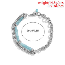 Square Sky-Blue Crystal Double-Layer Bracelet - Damned Threads