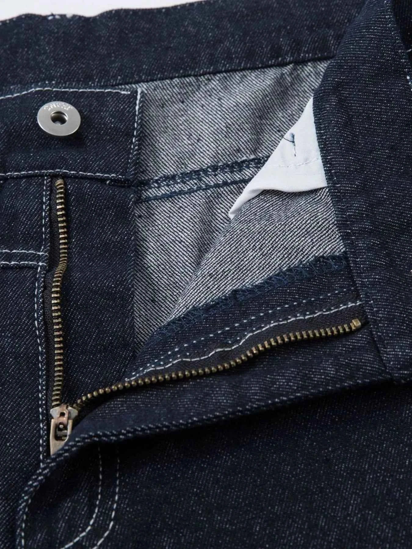 Men's High Waist Contrast Stitching Curved Jeans