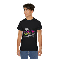 Ride-On - Unisex Cotton Tee (Front) - Damned Threads