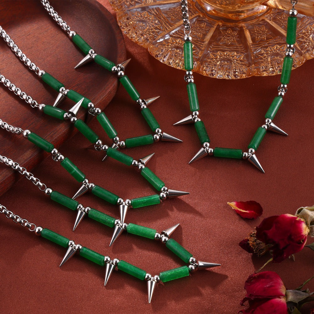 Spikes & Gem Bead Necklace - Damned Threads