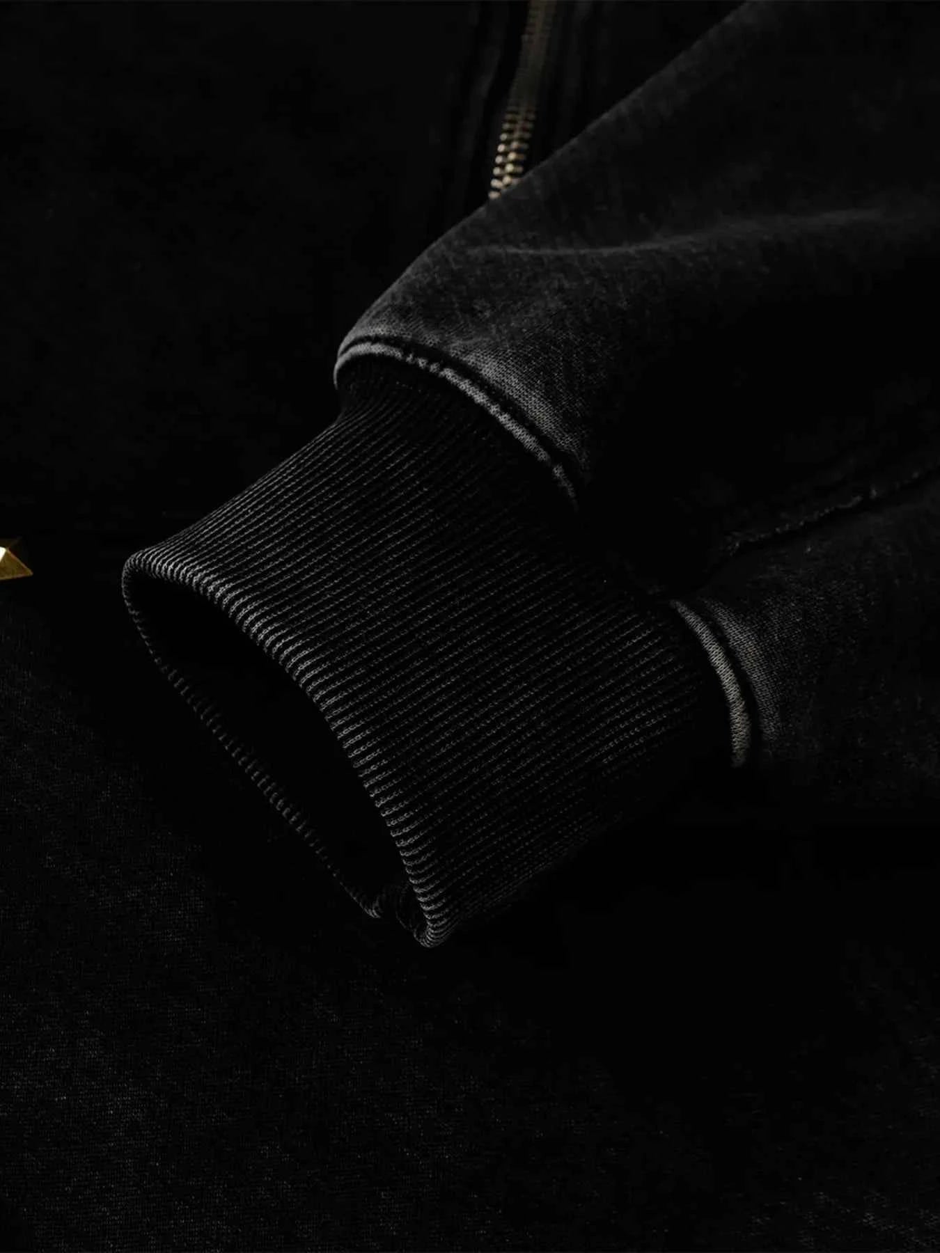 Men's Studded Zip Up Oversized Hoodie