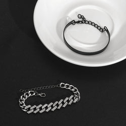 Double Black & Rhinestone Bracelet Set - Damned Threads