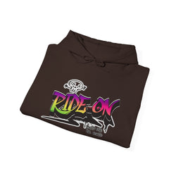 Ride-On - Unisex Heavy Blend™ Hooded Sweatshirt (Front) - Damned Threads
