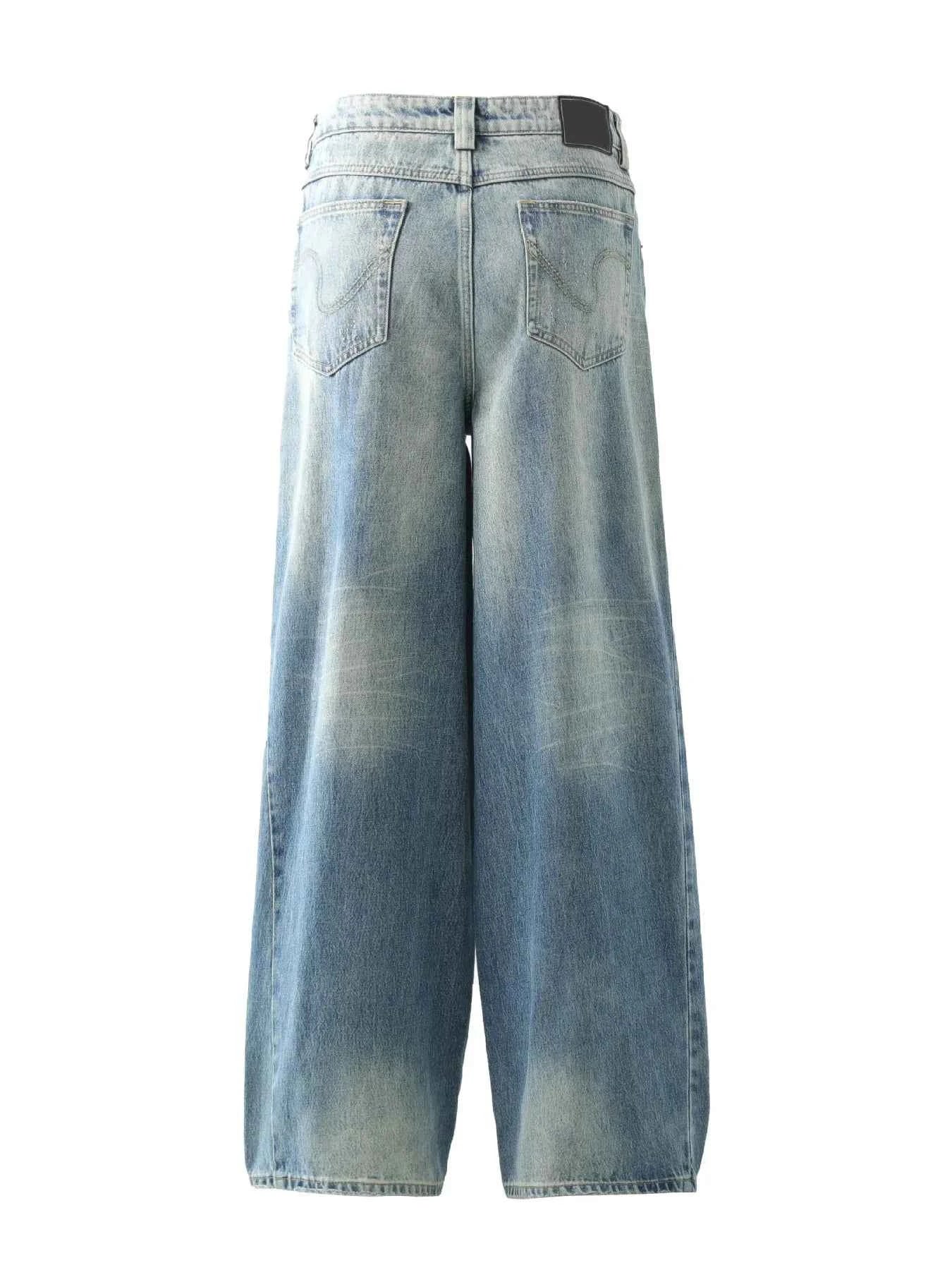 Men's Wide Leg Baggy Washed Jeans
